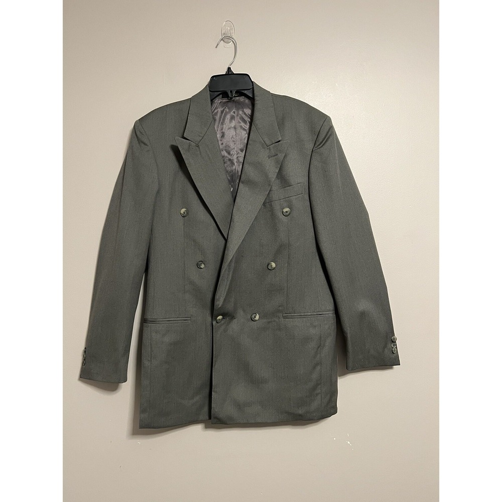 ZYLOS GEORGE MACHADO - MEN'S Gray‎ 100% WOOL DOUBLE-BREASTED  - SIZE 40L